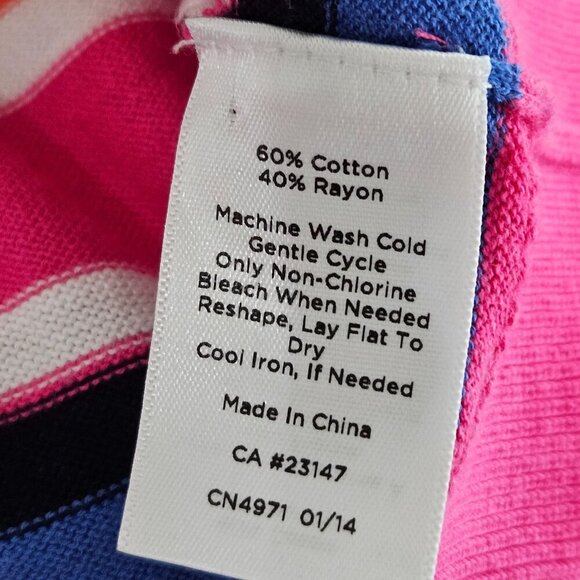 Talbots Cardigan Medium Striped Multicolor Button-Up Sweater Colorful Rainbow - Picture 8 of 9